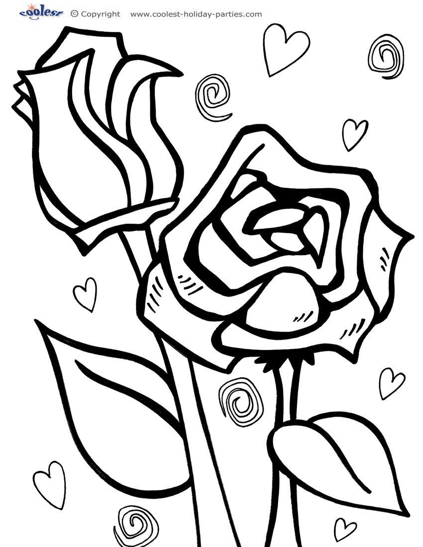 Printable red roses coloring page