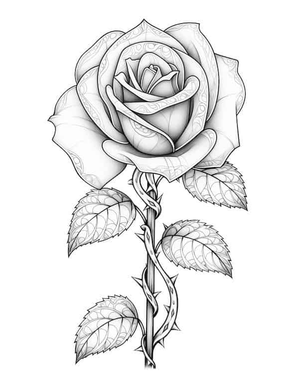 Beautiful rose coloring pages for kids and adults