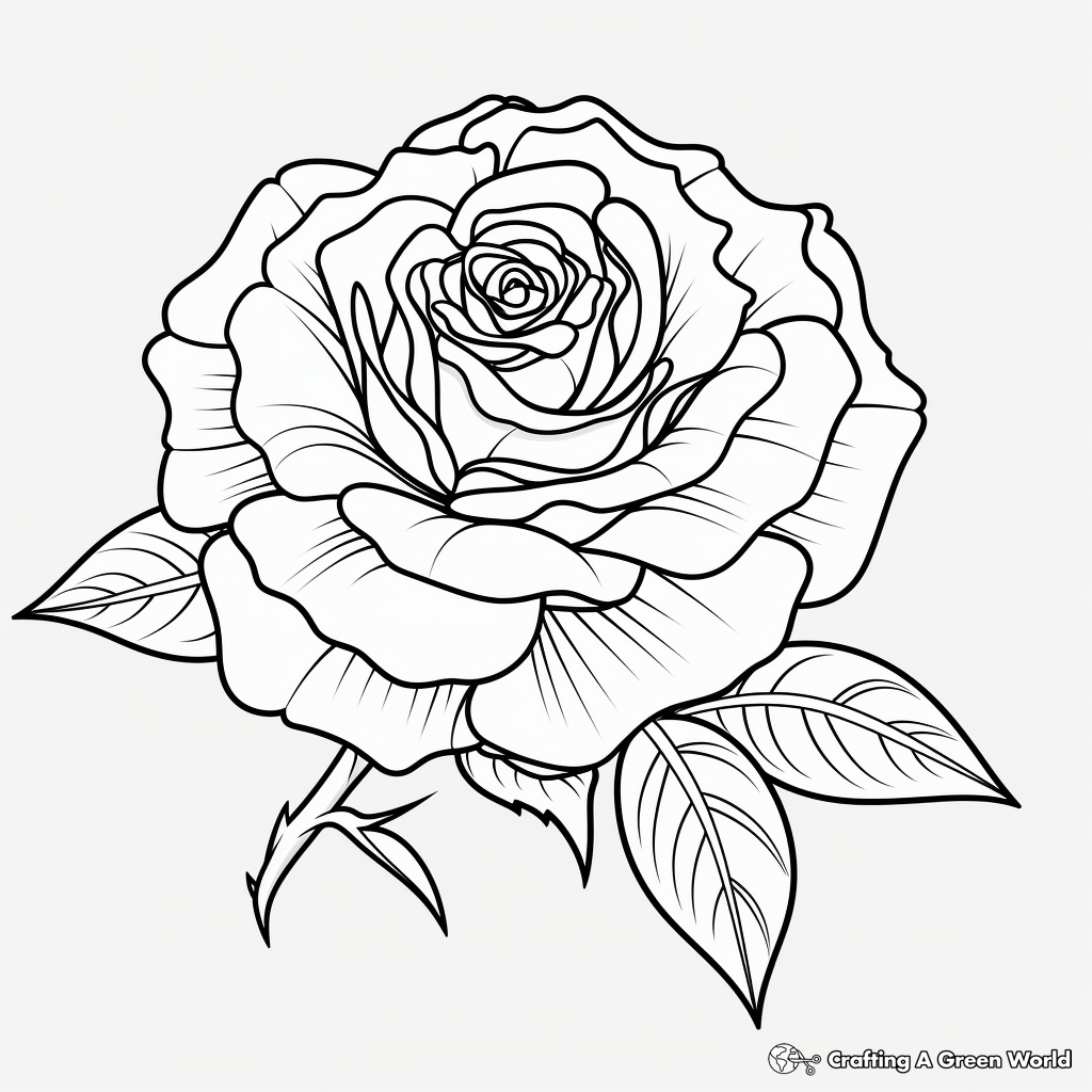 Realistic rose coloring pages