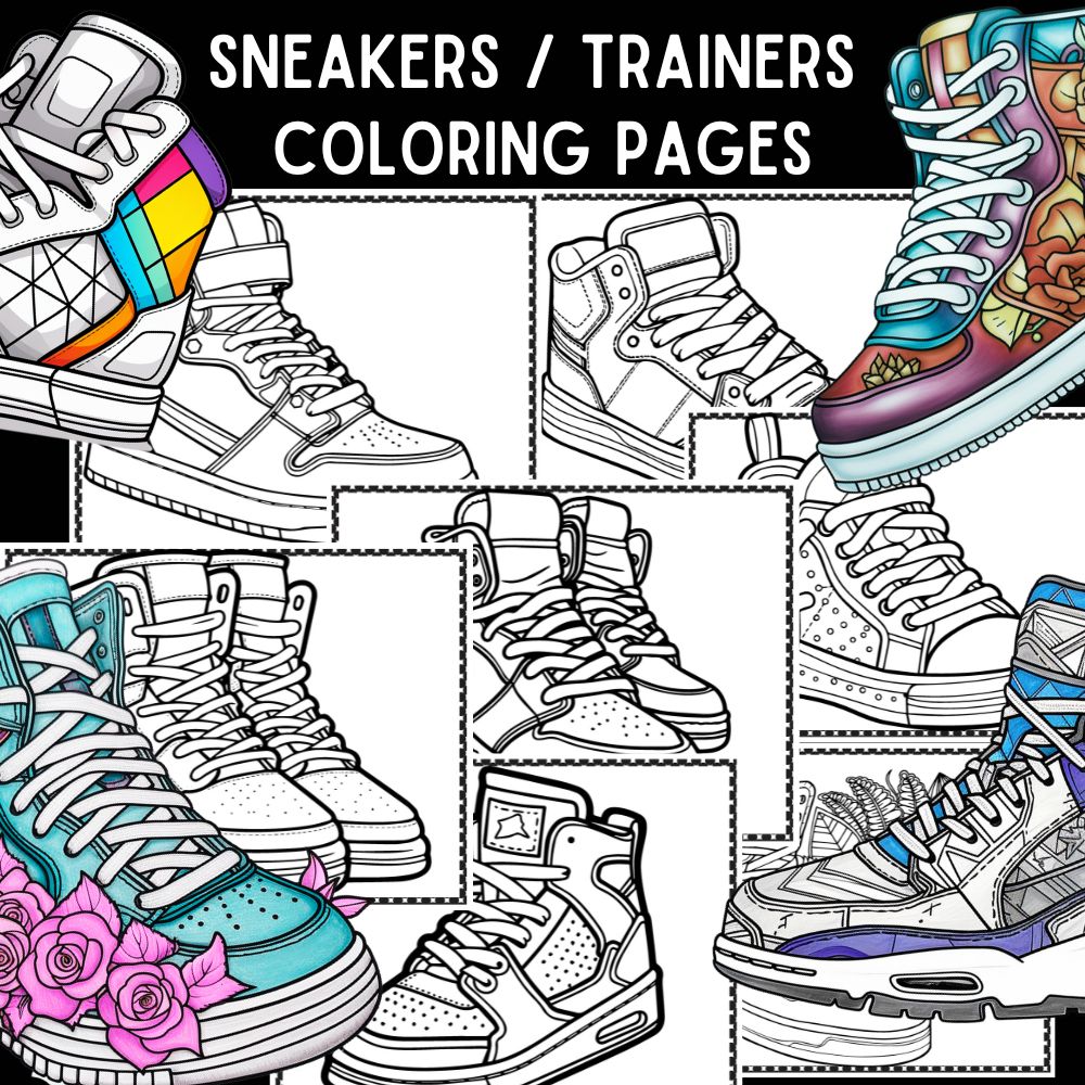 Printable coloring pages of sneakers for shoe lovers cute shoe art made by teachers