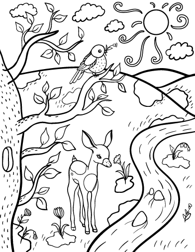 Free spring coloring page