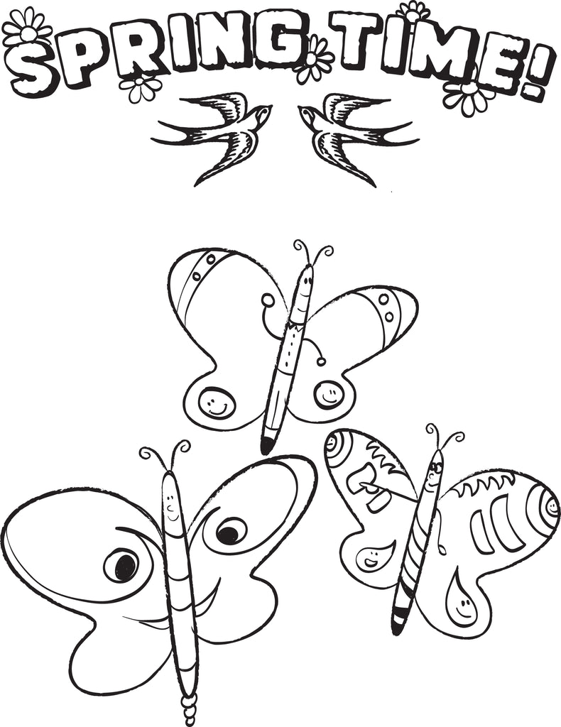 Printable spring time butterfly coloring page for kids â