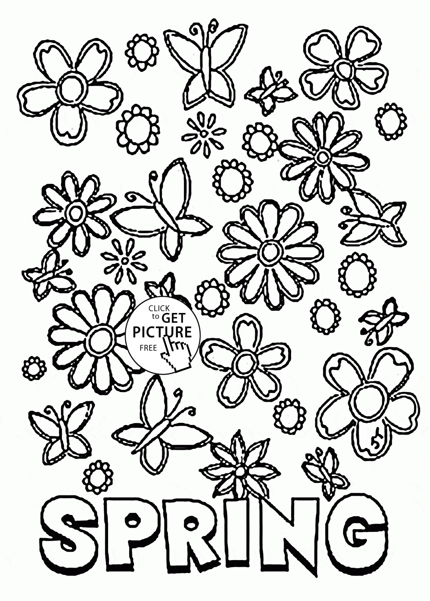 Many spring flowers coloring page for kids seasons coloring pages printables free