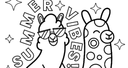 The llama summer coloring sheets