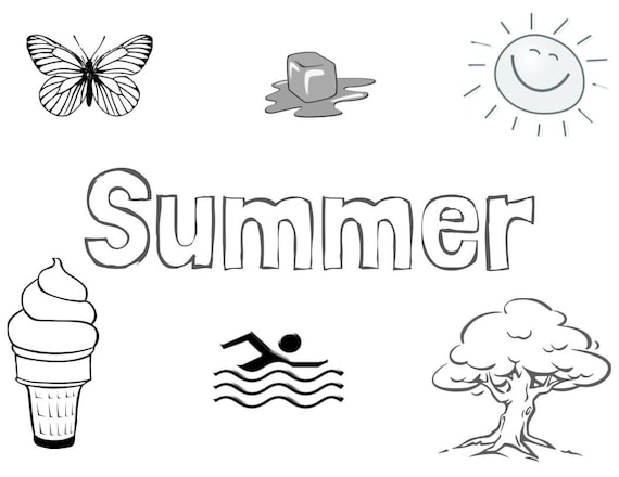 Printable summer season coloring page sheet digital download