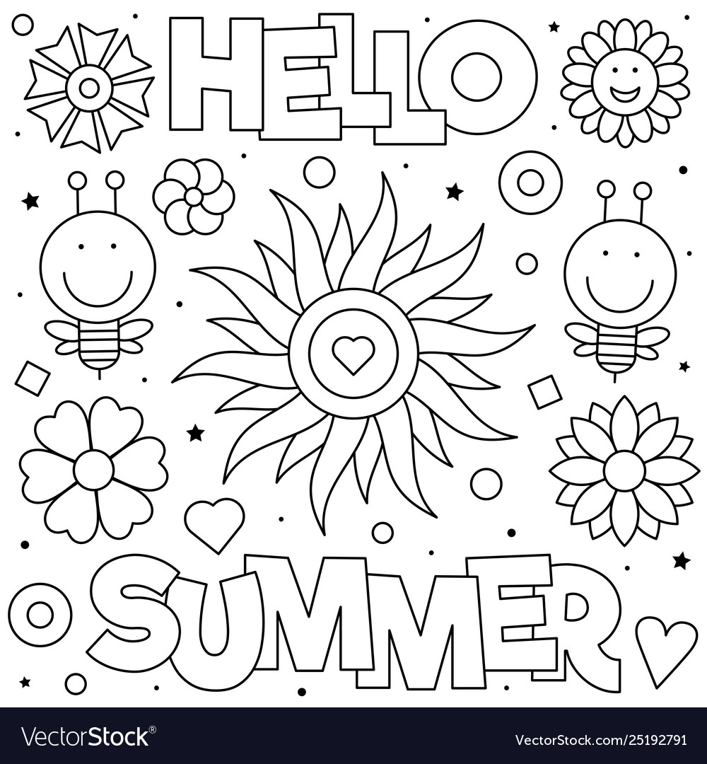 Hello summer coloring page royalty free vector image