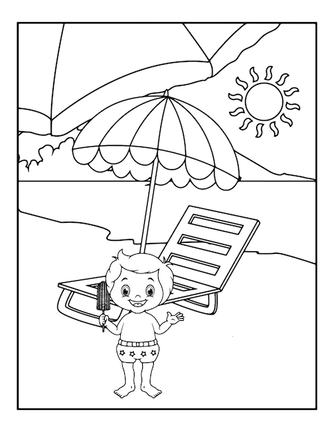 Premium vector summer activity coloring pages for kids hello summer coloring book for children