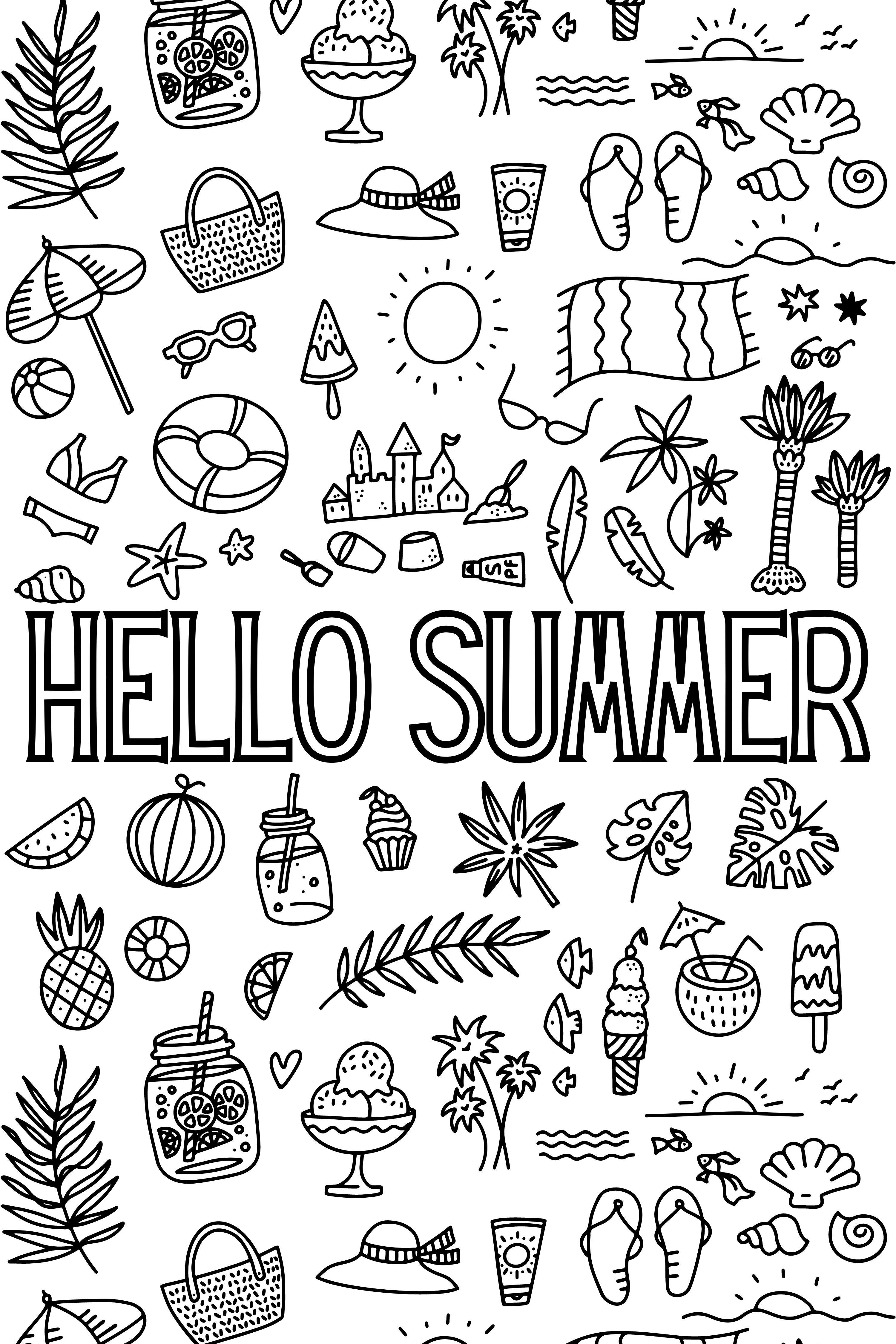 Summer coloring page printed â apparently teaching shop