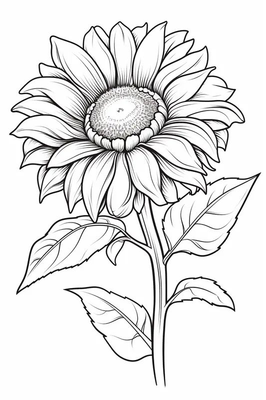 Beautiful realistic sunflower coloring page sunflower coloring pages sunflower drawing coloring book art