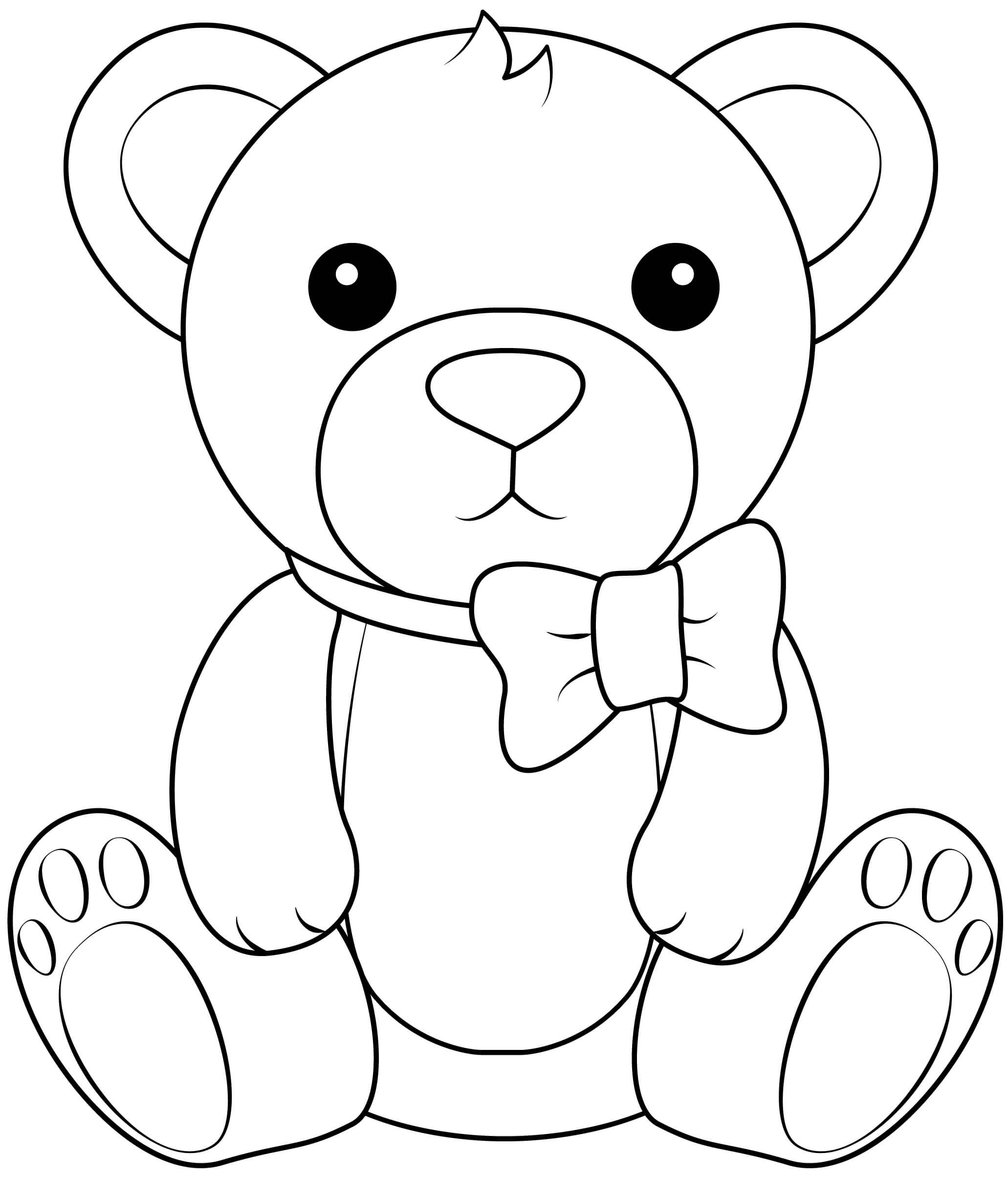 Little teddy bear sitting coloring page