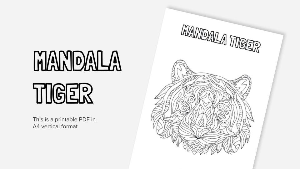 Mandala tiger printable coloring worksheet