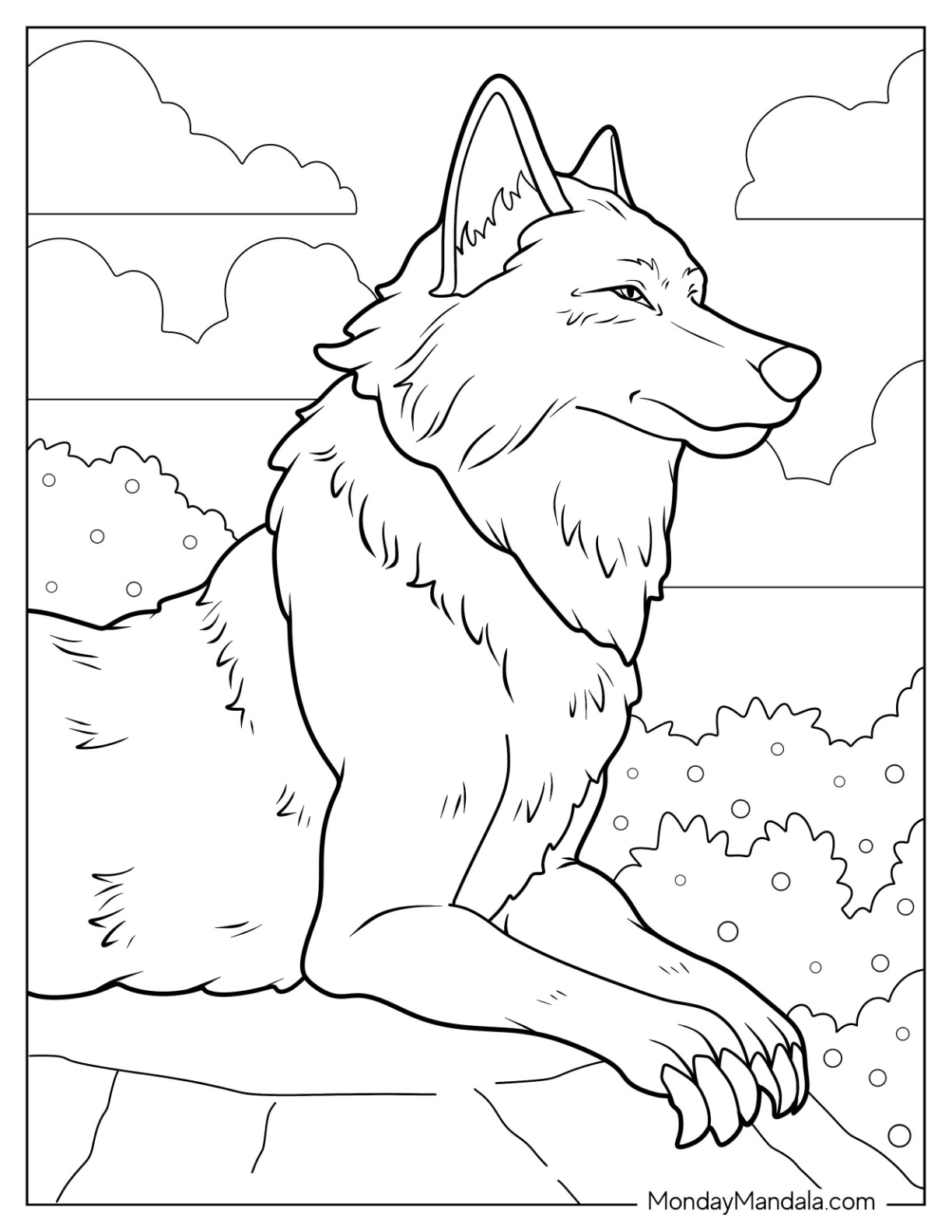 Wolf coloring pages free pdf printables