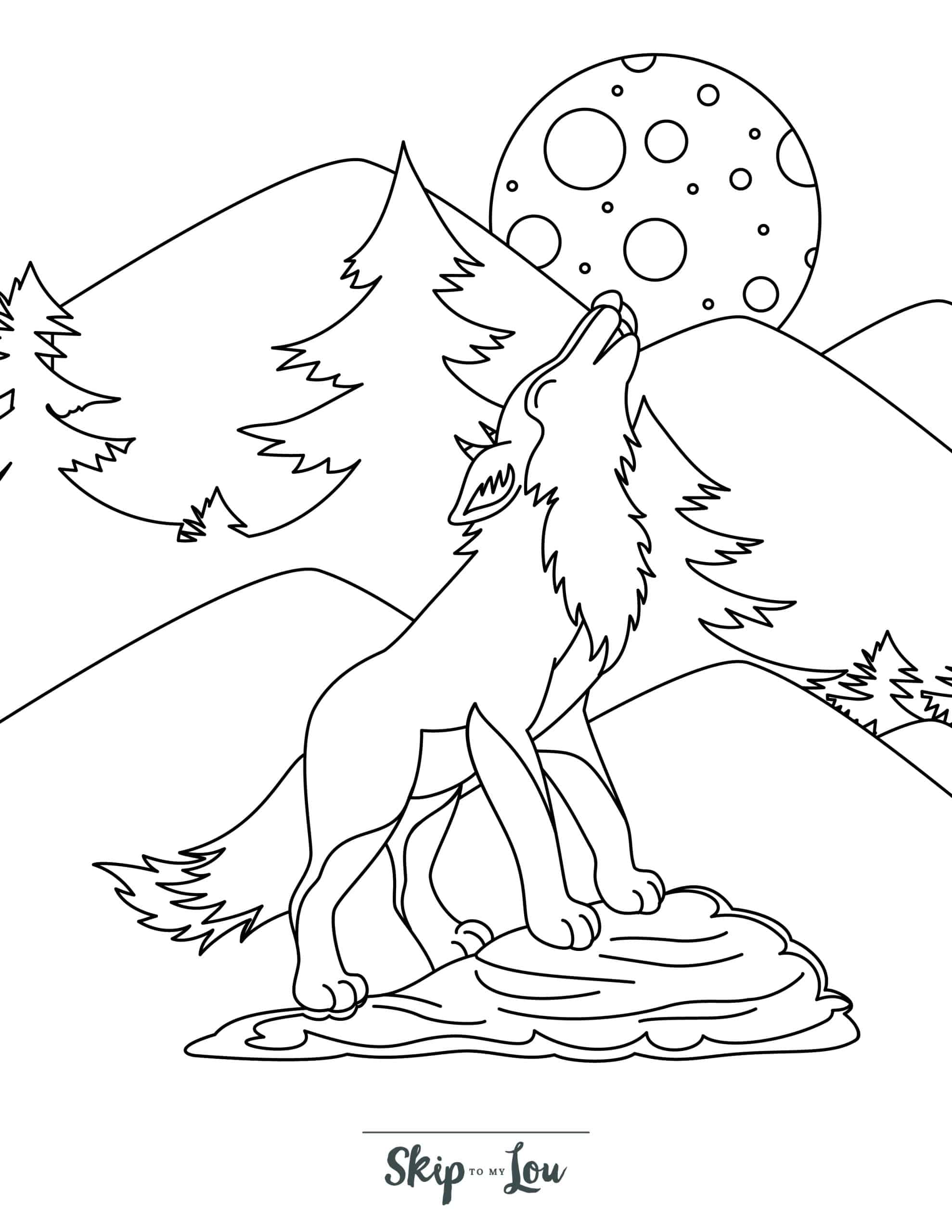 Free printable wolf coloring pages for kids skip to my lou