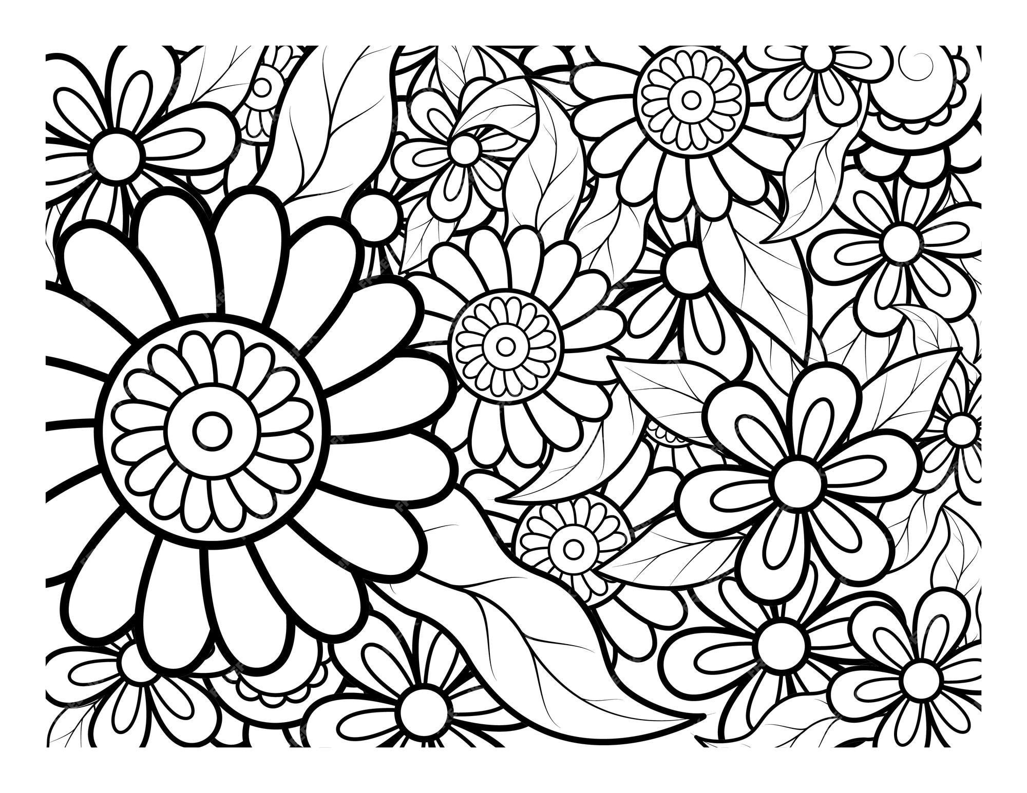 Premium vector coloring book for adult and older children coloring page with flowers pattern frame