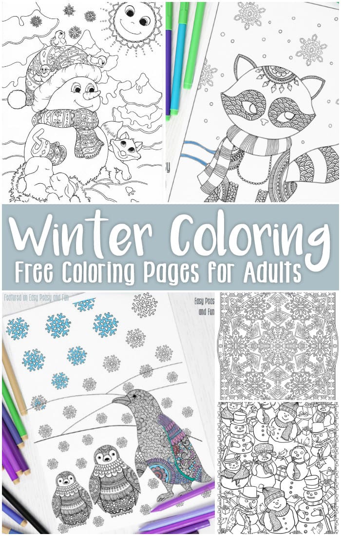 Free printable winter coloring pages for adults