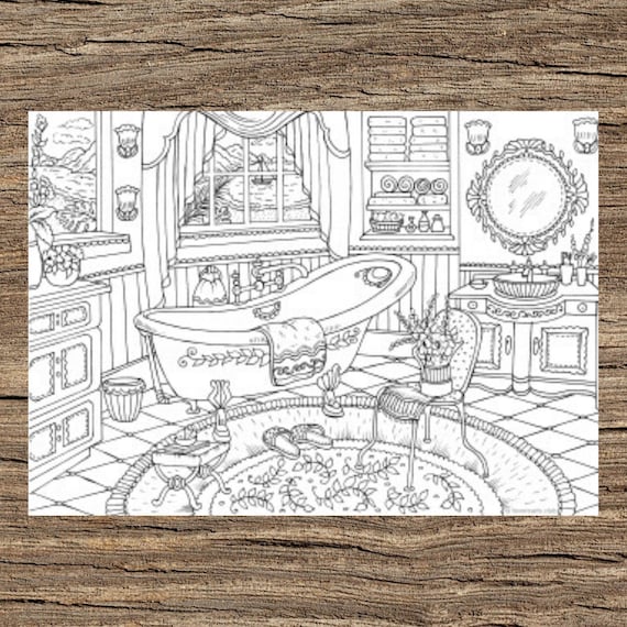 Antique bath printable adult coloring page from favoreads coloring book pages for adults and kids coloring sheets coloring designs