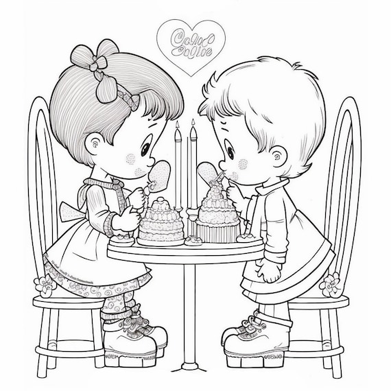 Valentines day coloring pages vintage old