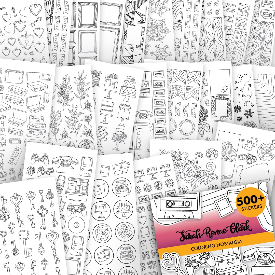 Coloring nostalgia printable stickers