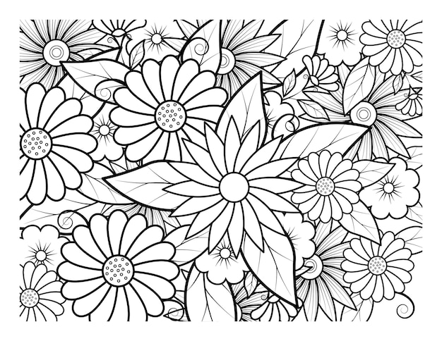 Premium vector coloring book for adult and older children coloring page with flowers pattern frame