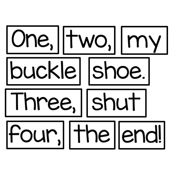 Pocket chart poem one two buckle my shoe nursery rhyme made by teachers