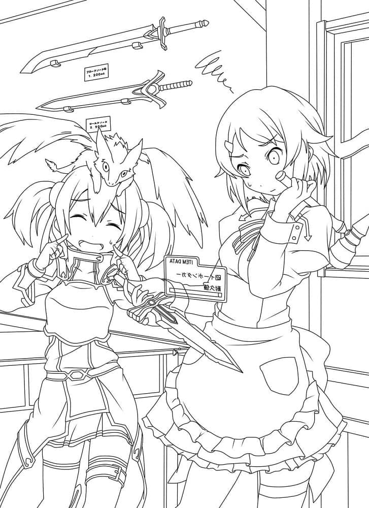 Free sword art online coloring page