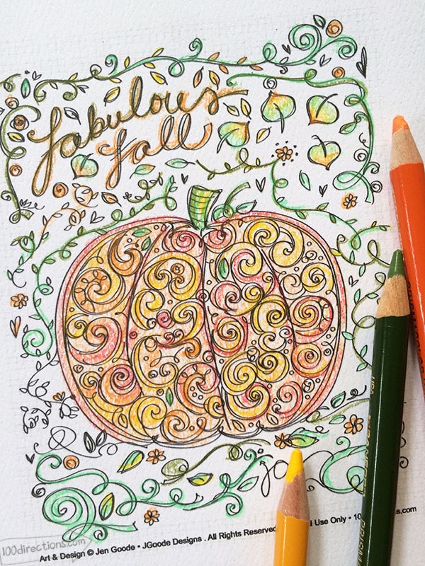 Pumpkin coloring page for fall