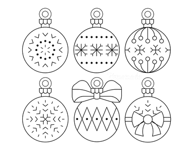 Printable christmas ornaments coloring pages blank templates