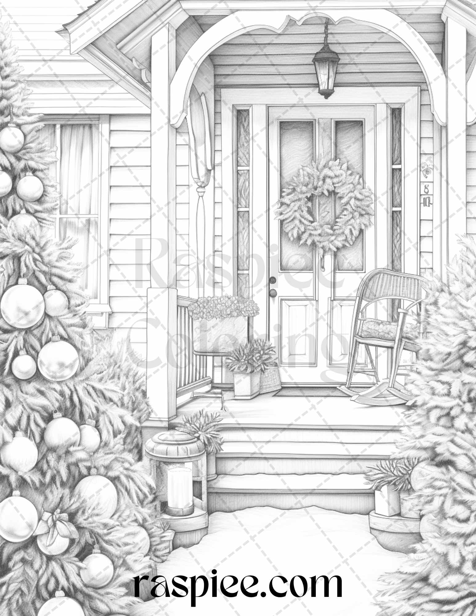 Christmas decoration grayscale coloring pages printable for adults â coloring