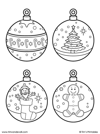 Christmas ornaments coloring page â tims printables