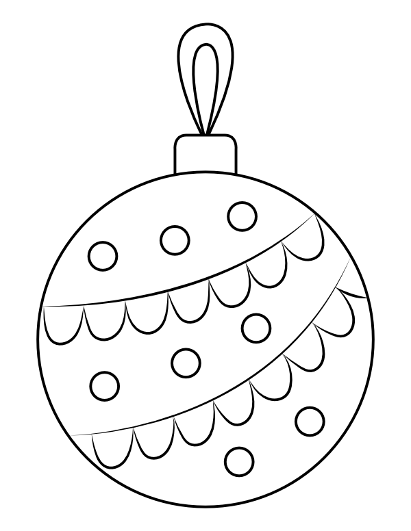 Printable decorated christmas ornament coloring page