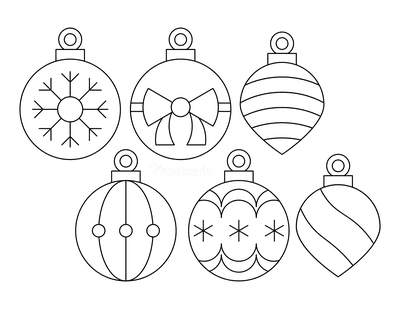 Printable christmas ornaments coloring pages blank templates