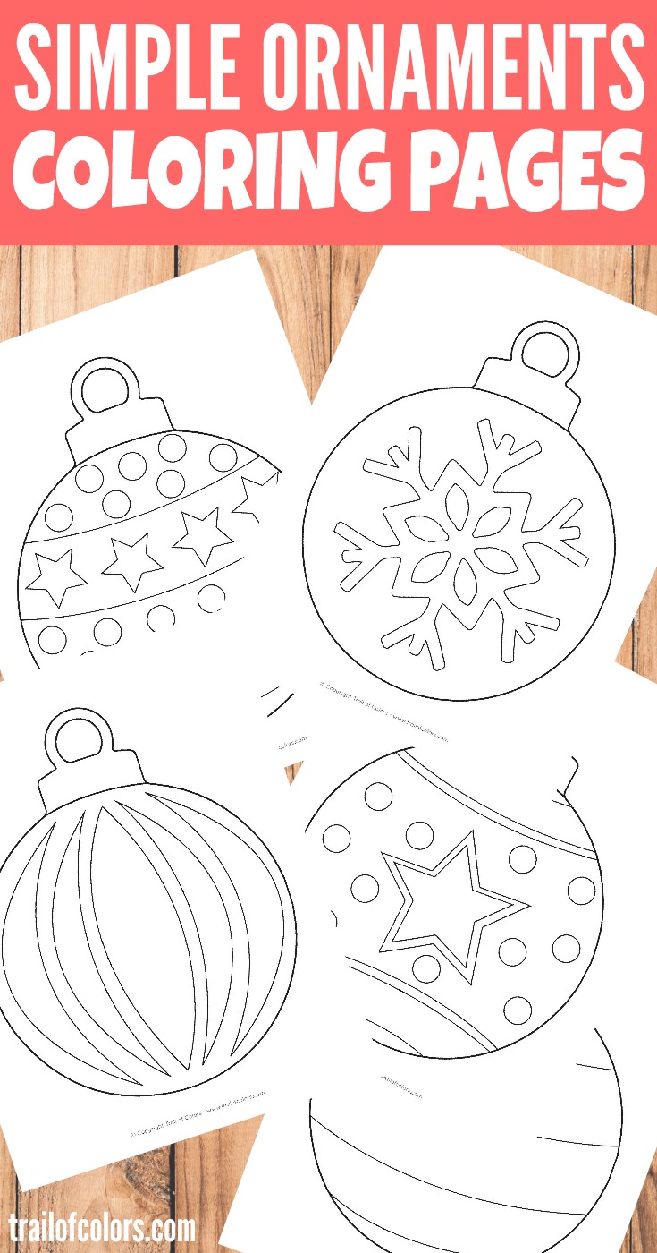 Simple christmas ornaments coloring page for kids