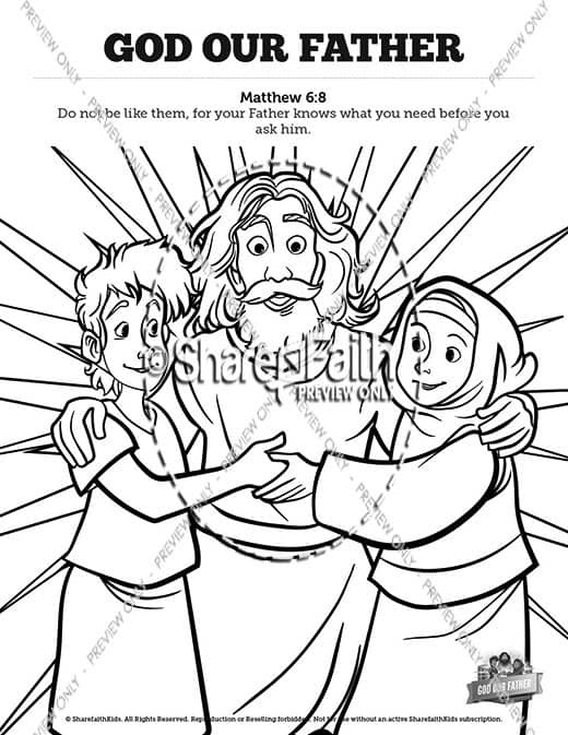 Matthew god our father sunday school coloring pages â