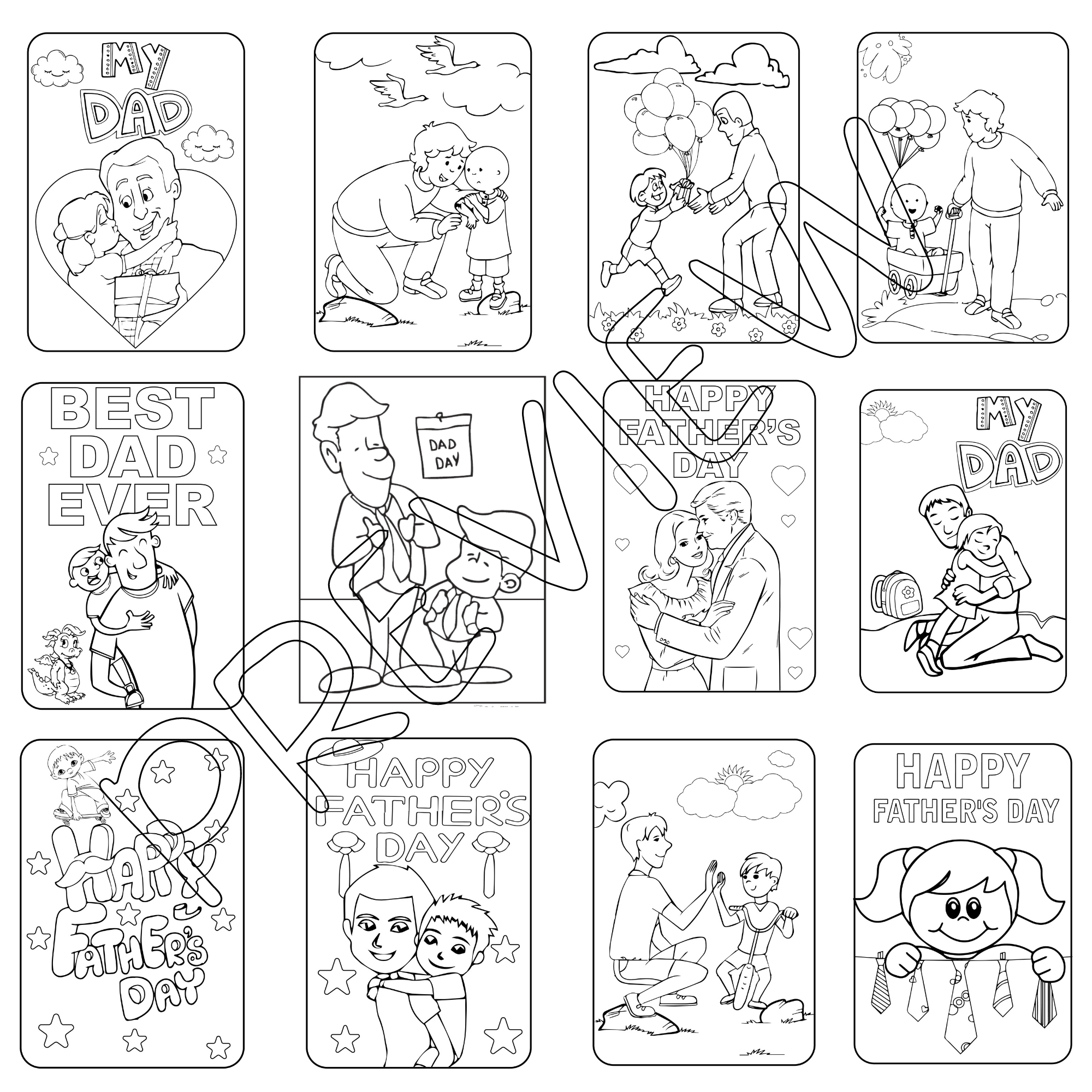 Happy fathers day coloring pages sheets