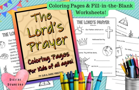Lords prayer coloring pages our father worksheet youth prayer craft booklet kids christian sunday school lessons pdf printable ministry