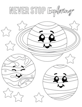 Outer space coloring sheet printable activity elementary art pages