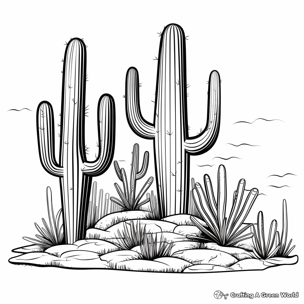 Cactus coloring pages