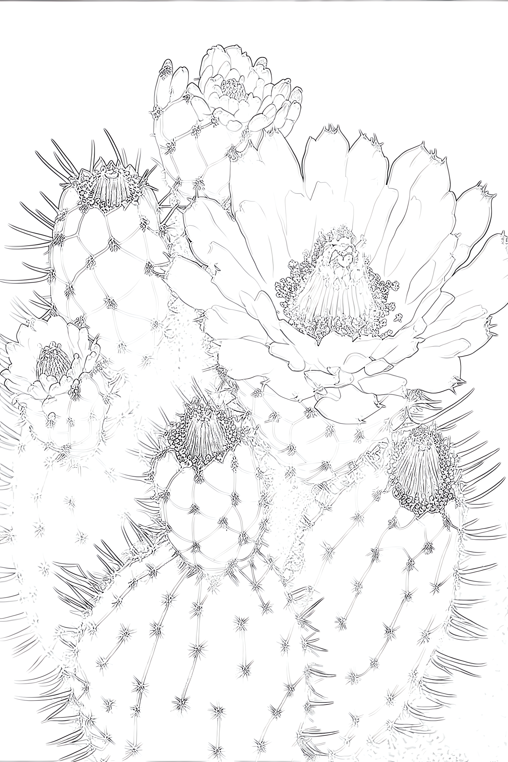 Queen of the night cactus coloring page