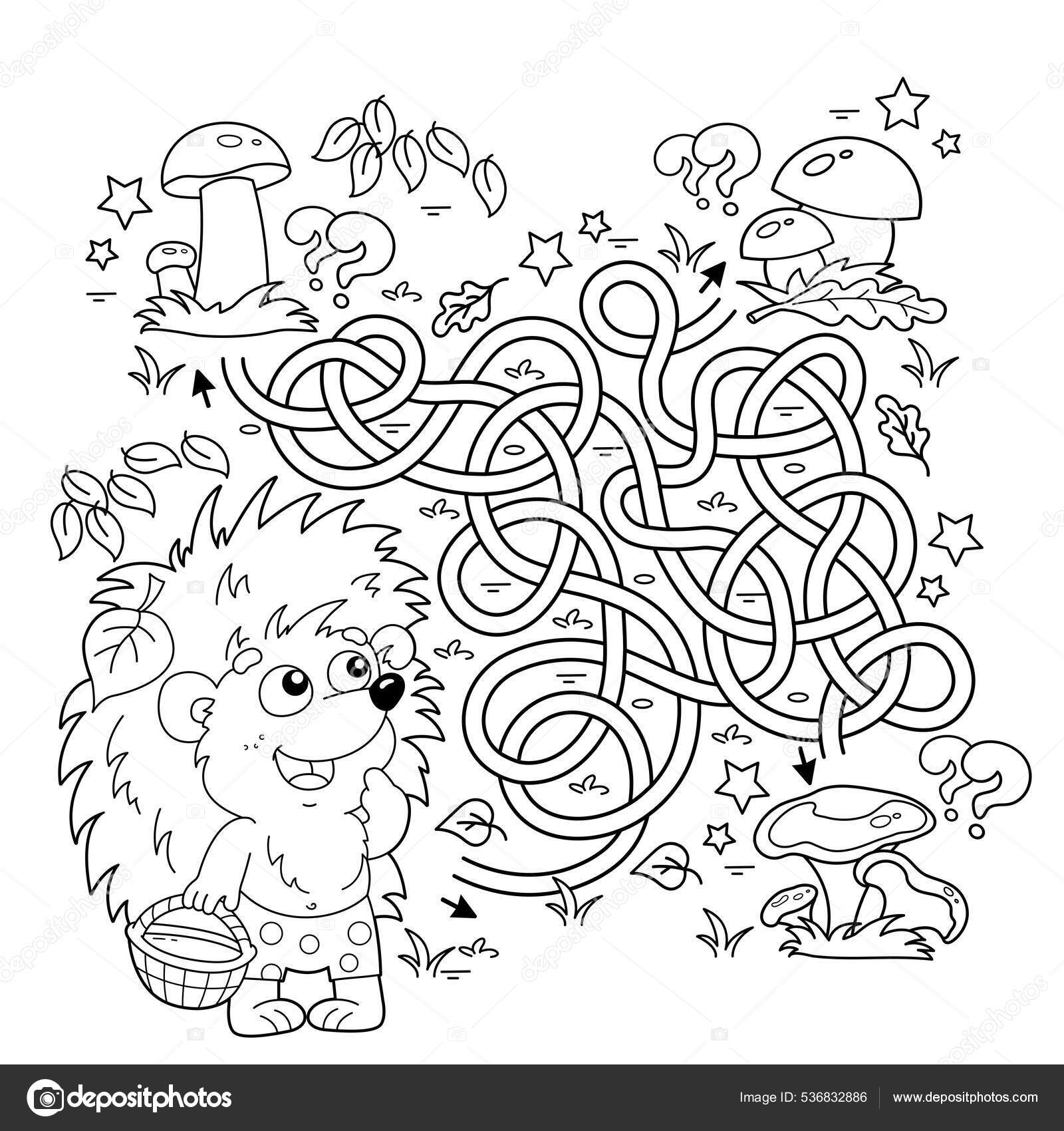 Maze labyrinth game puzzle tangled road coloring page outline cartoon stock vector by oleon