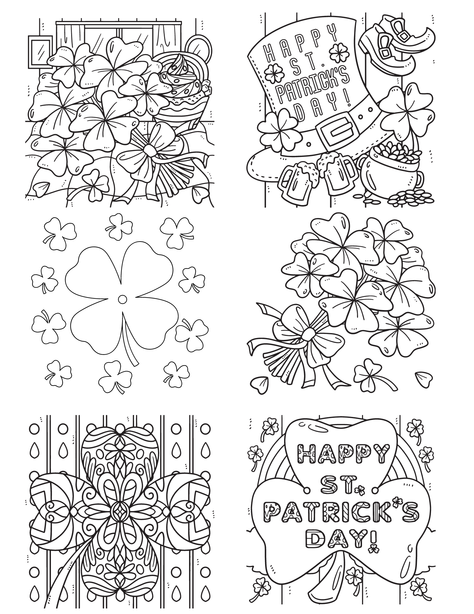 Free printable shamrock coloring pages for kids and adults