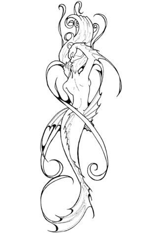 Mermaid tattoo coloring page free printable coloring pages