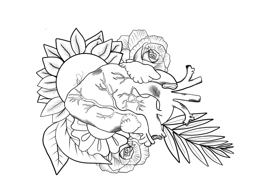 My project in botanical tattoo design with procreate course