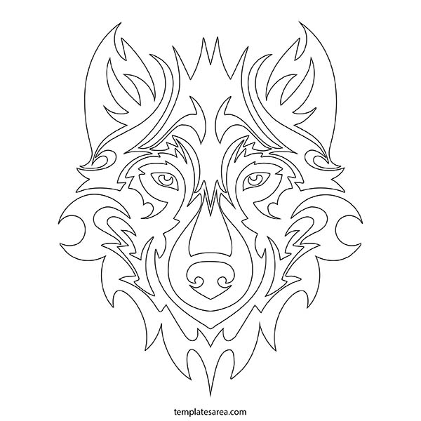 Symbolic wolf tribal tattoo template free printable