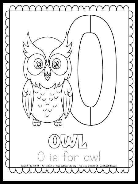 Letter o is for owl free printable coloring page â the art kit
