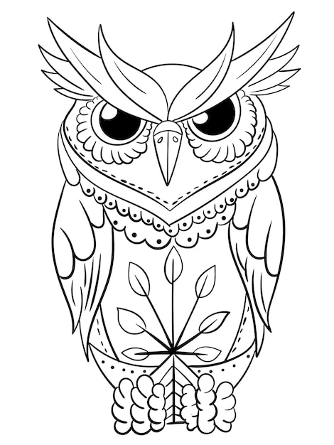 Premium vector cute owl outline for coloring book