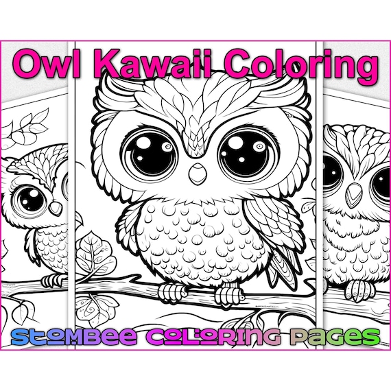 Kawaii owl coloring pages kids and adults kids coloring activity pdf coloring book printable activity preschool activity drawing