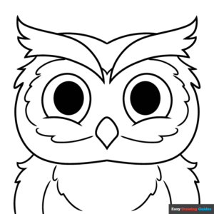 Owl face coloring page easy drawing guides