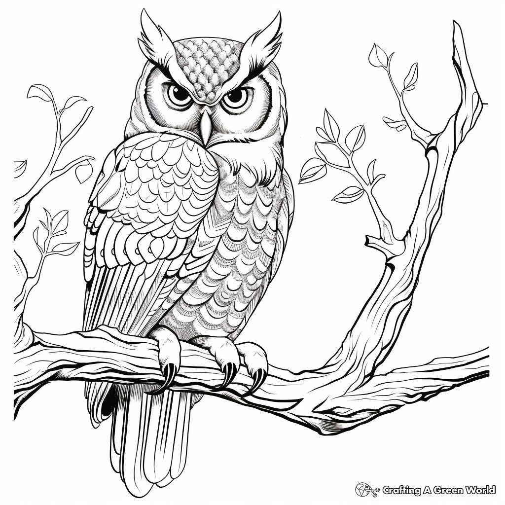 Great horned owl coloring pages