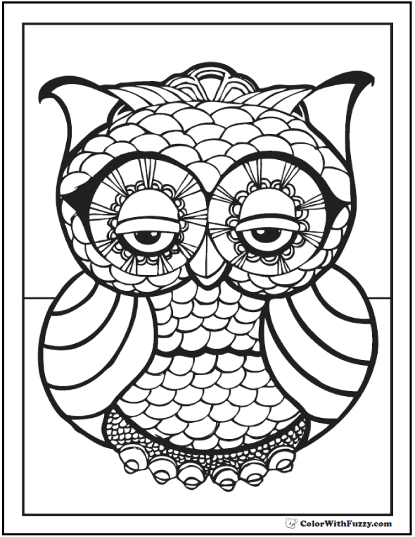 Geometric owl coloring page