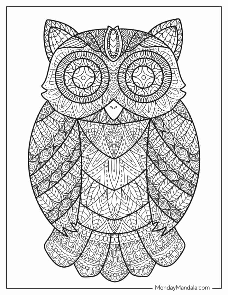 Owl coloring pages free pdf printables